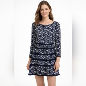 Anne Klein Dress‎ Women’s Size 10 Black/Off-White Stretch 3/4 Sleeve Dress Lined